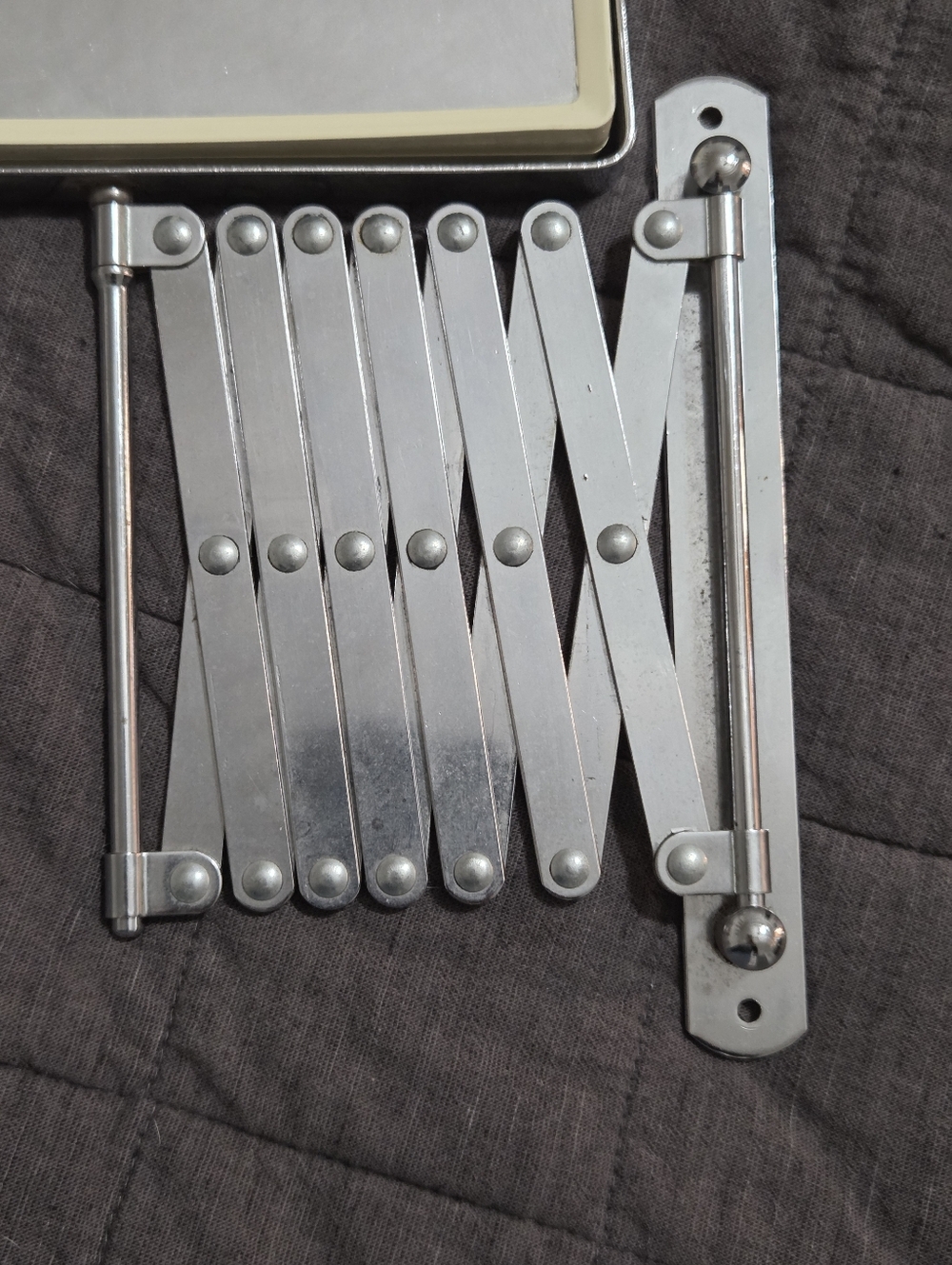 Vintage MCM Scissor Accordion Wall Mounted 2 Sided Magnifying Mirror - Picture 3 of 13